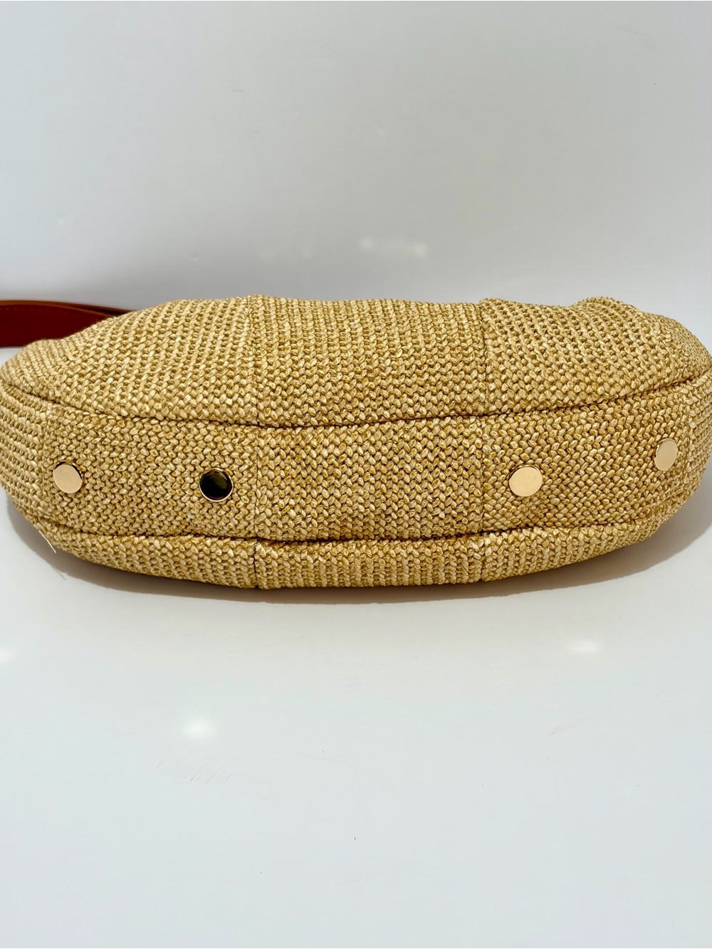 Hammitt Erica Small Raffia Croissant 🥐 Shoulder Bag In Cocoa Raffia/Gold NWT!! - Picture 13 of 16